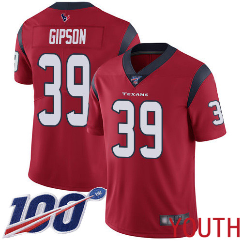 Houston Texans Limited Red Youth Tashaun Gipson Alternate Jersey NFL Football #39 100th Season Vapor Untouchable->youth nfl jersey->Youth Jersey